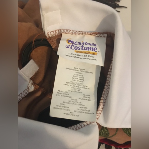 Native American/Indian Brown Dress Roses Child Size Large California Costume - Picture 3 of 6